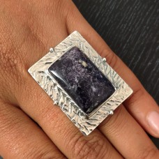 Lepidolite Tribal Silver Ring